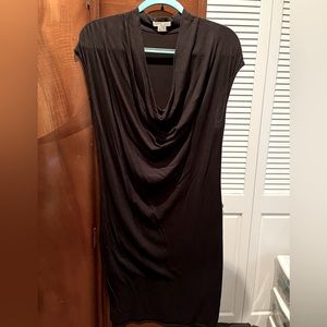 Helmut Lang Black draped-neck jersey dress, size M